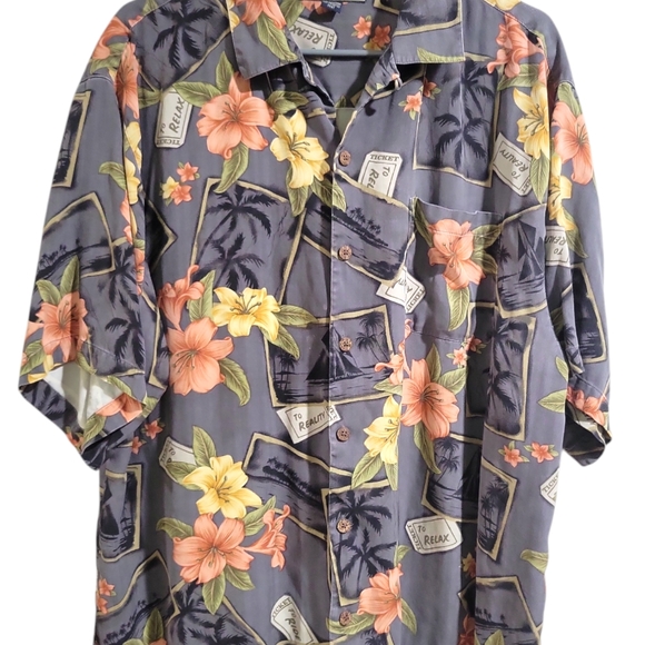 Tommy Bahama Men's 'Ticket To Reality ' 100% Silk Hawaiian Camp Shirt Size L - Picture 2 of 10